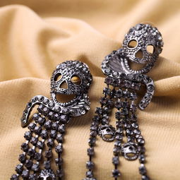 復古個性骷髏流蘇耳釘 歐美時尚飾品的新寵