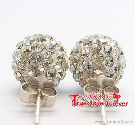 璀璨熱銷，廠家直銷香巴拉8mm軟陶鑲鉆球耳釘——銅鍍銀工藝引領美發飾品新風尚